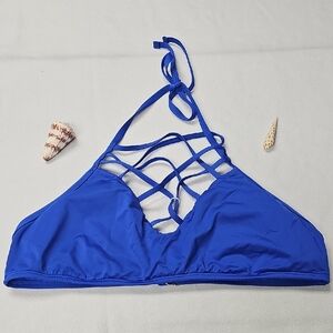 3 For $10. Shade & Shore Blue Criss-Cross Bikini Top